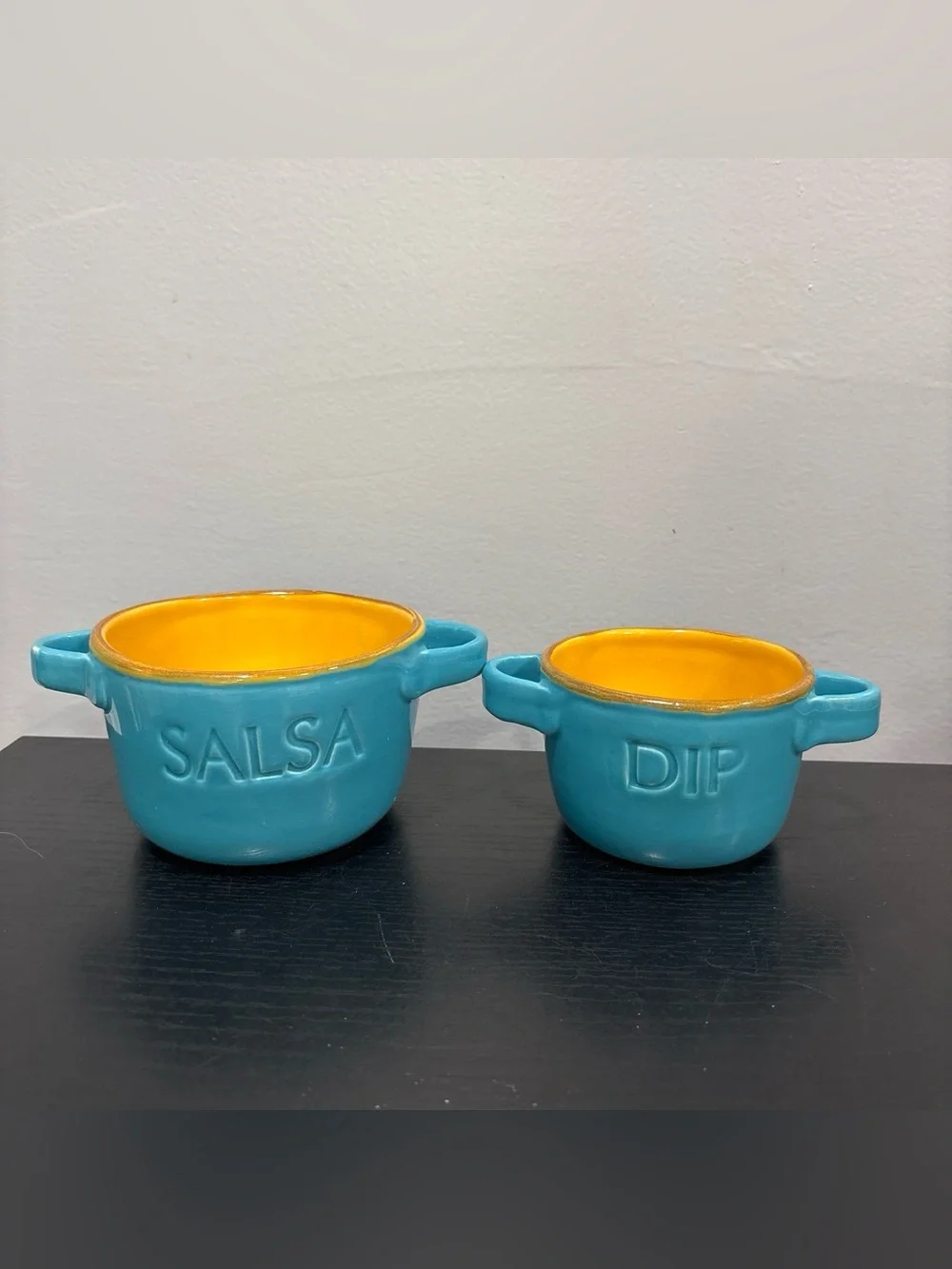 Turquoise and Yellow Salsa & Dip Ceramic Bowls adorable serving bowls party